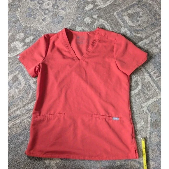 FIGS Technical Collection Womens Scrub Set Sz Small Tall Orange Nurse Medical - Picture 12 of 16